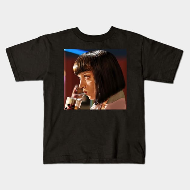 Pulp Fiction Mia Wallace Drink With Me Kids T-Shirt by Blind Art